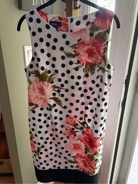 Alyx Size 10 White Polka Dot Mini Dress with Coral Floral Print